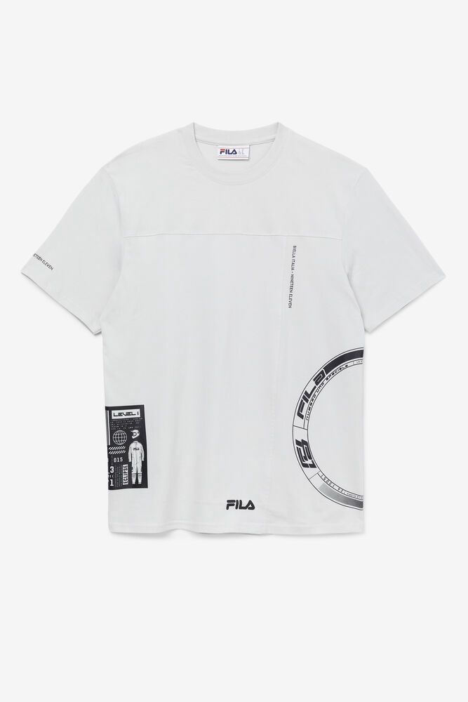 Fila T-Shirt Mens White Deltalife Graphic - Ireland 91584-RXBJ